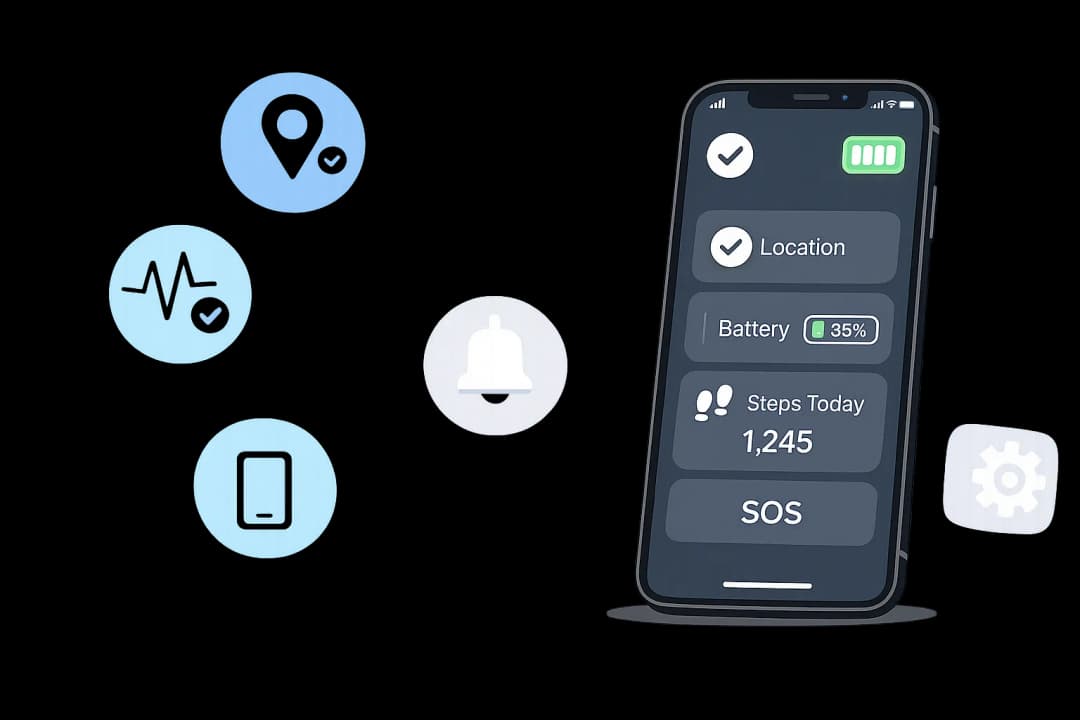 Caregiver application showing medical alert device updates